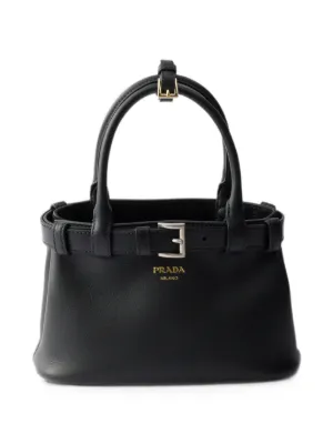 Prada Mini Panier Saffiano Leather Tote Bag | Black | FARFETCH