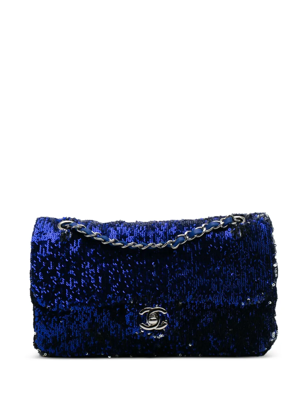 CHANEL Pre-Owned 2012–2013 medium Classic Flap sequin-embellished shoulder bag - Blau