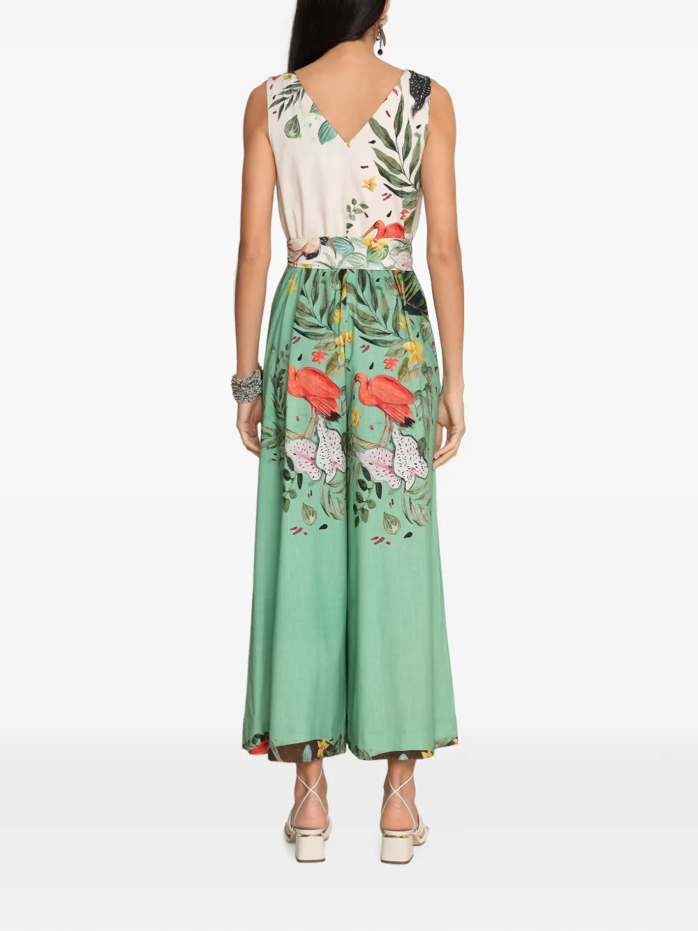 Amir Slama x Avatim jumpsuit met tropische print en ceintuur Groen