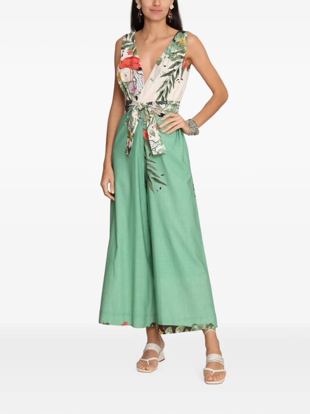 Amir Slama x Avatim jumpsuit met tropische print en ceintuur Groen