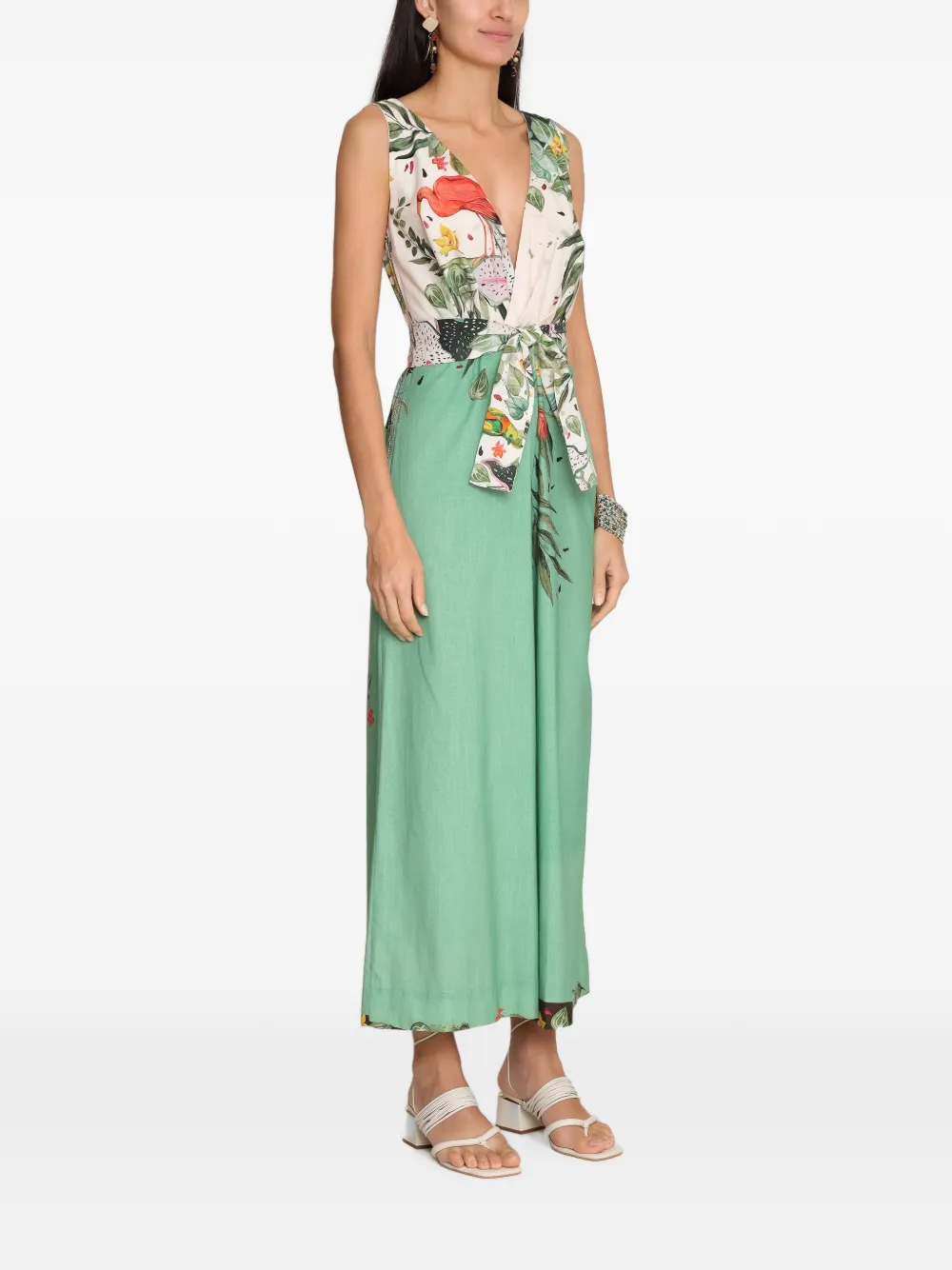 Amir Slama x Avatim jumpsuit met tropische print en ceintuur Groen