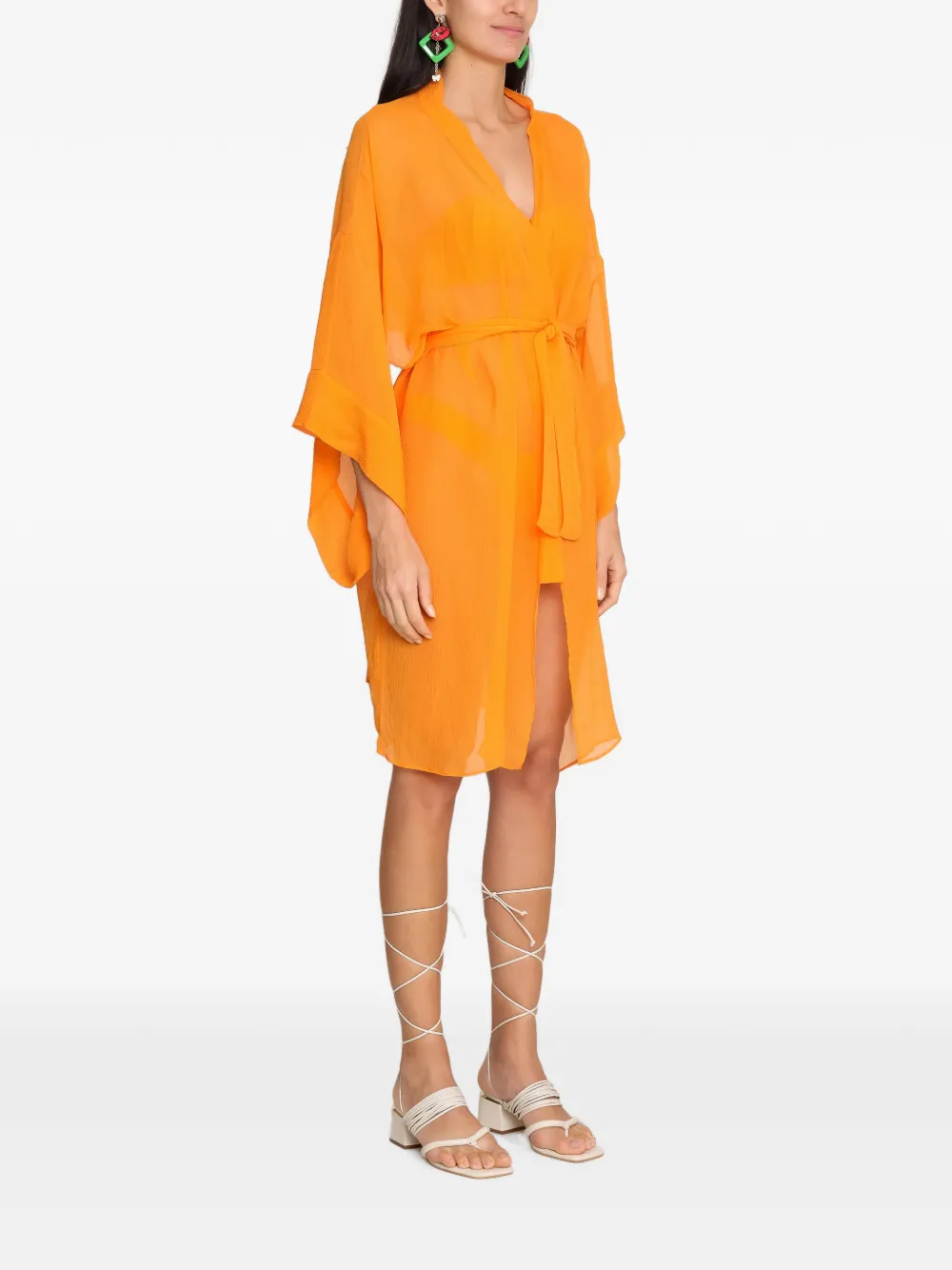 Amir Slama Zijden midi-jurk Oranje