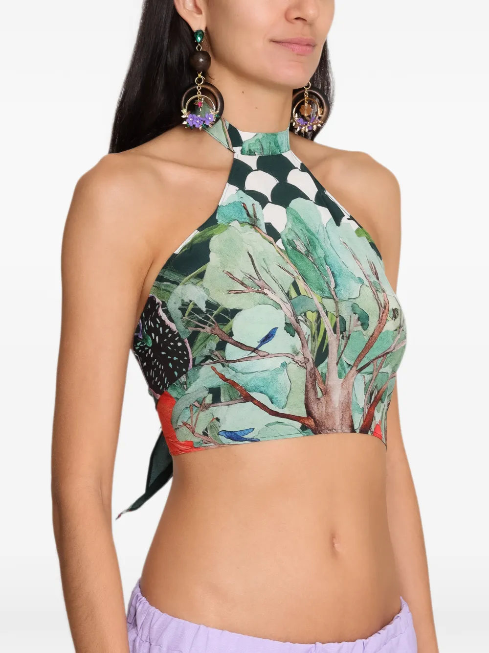 Amir Slama x Avatim haltertop met grafische print Groen