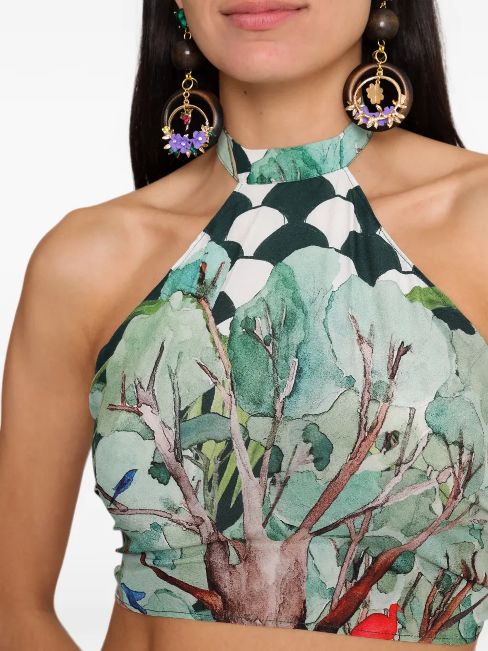 Amir Slama x Avatim haltertop met grafische print Groen
