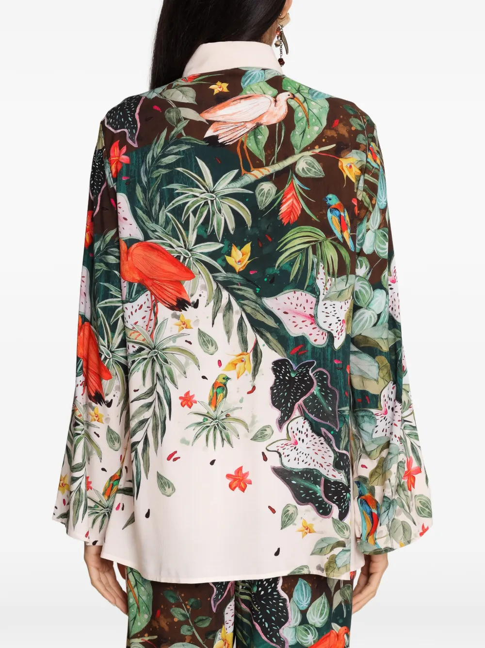 Amir Slama x Avatim blouse met tropische print en lange mouwen Beige