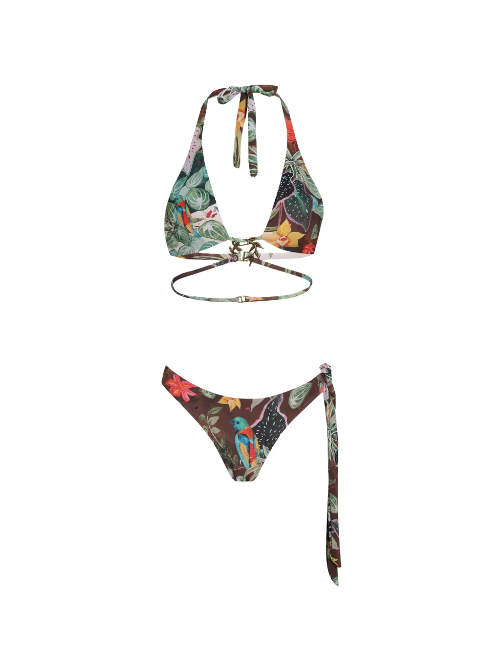 Amir Slama Bikini con stampa - Marrone