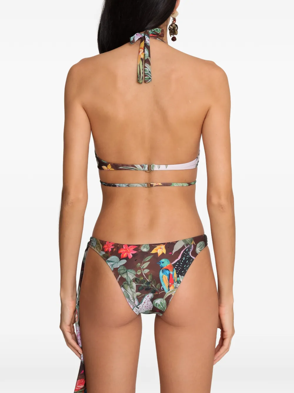 Amir Slama x Avatim bikini met halternek en tropische print Bruin