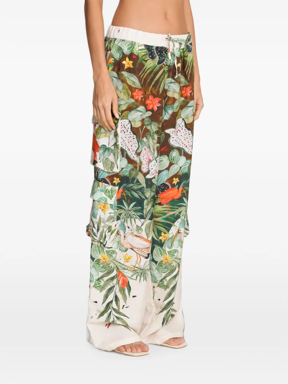 Amir Slama x Avatim cargo broek met bloemenprint Beige