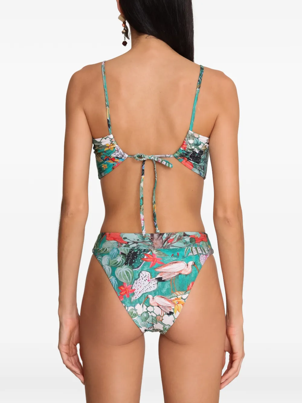 Amir Slama x Avatim bikini met bloemenprint en gestrikte voorkant Groen