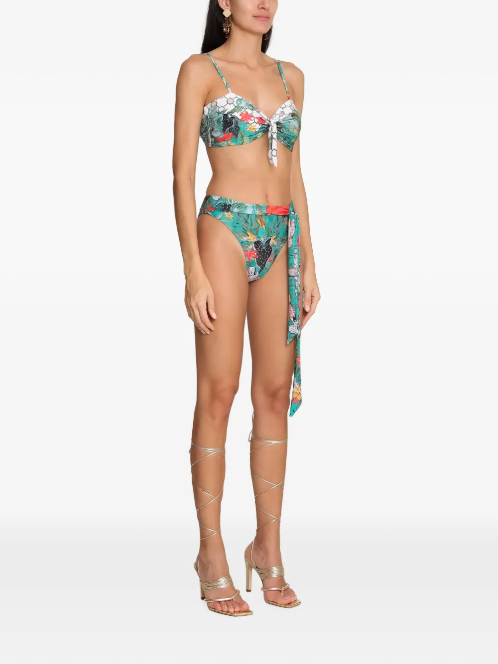 Amir Slama x Avatim bikini met bloemenprint en gestrikte voorkant Groen