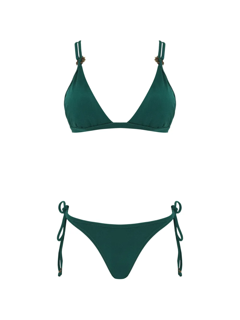 Amir Slama Set bikini a triangolo con nodi laterali - Verde