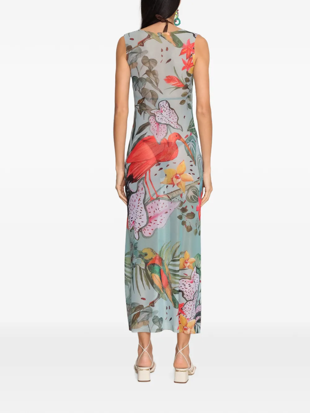 Amir Slama x Avatim mouwloze maxi-jurk met tropische print Blauw