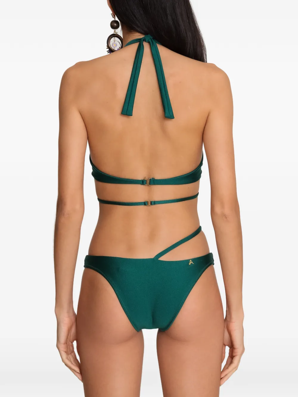 Amir Slama Bikini met halternek en bladerdetail Groen