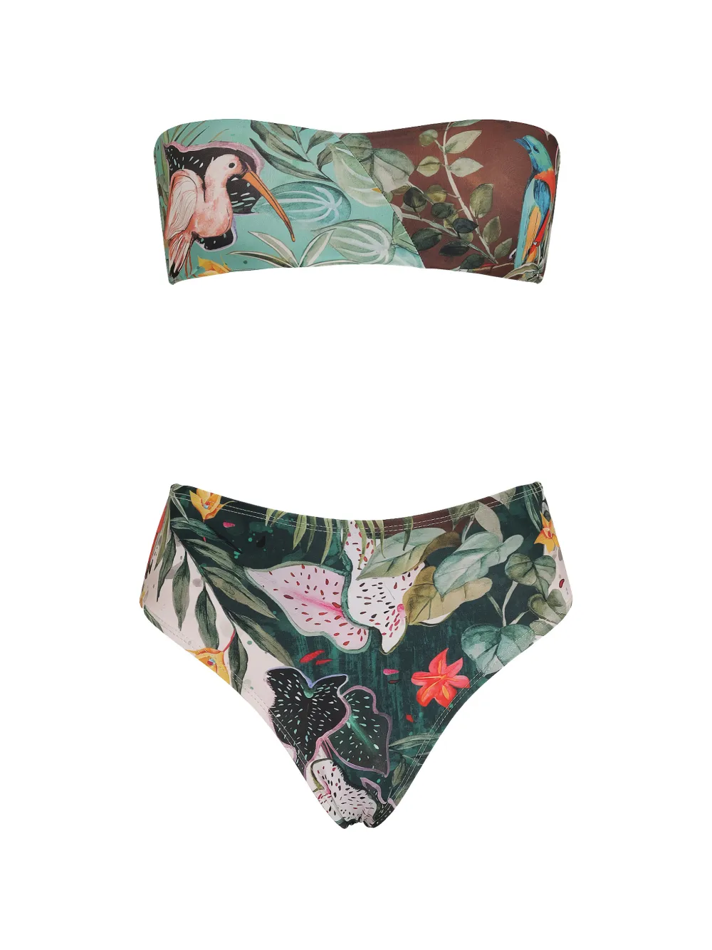 Amir Slama Top bikini a fascia a fiori - Verde