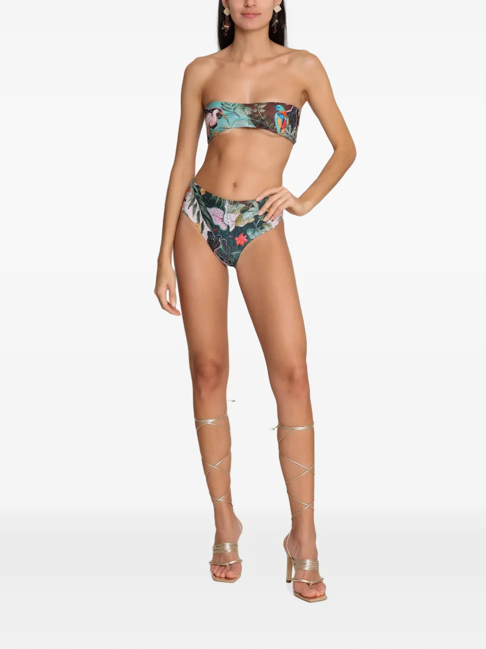 Amir Slama x Avatim bandeau bikini met bloemenprint Groen
