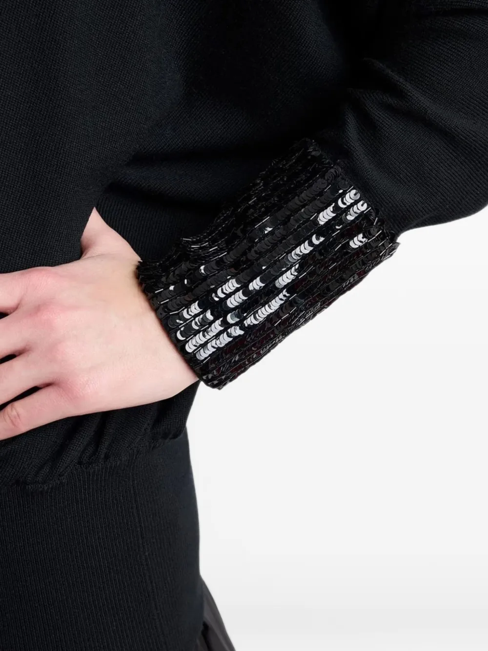Valentino Garavani sequin-embellished roll-neck sweater Zwart