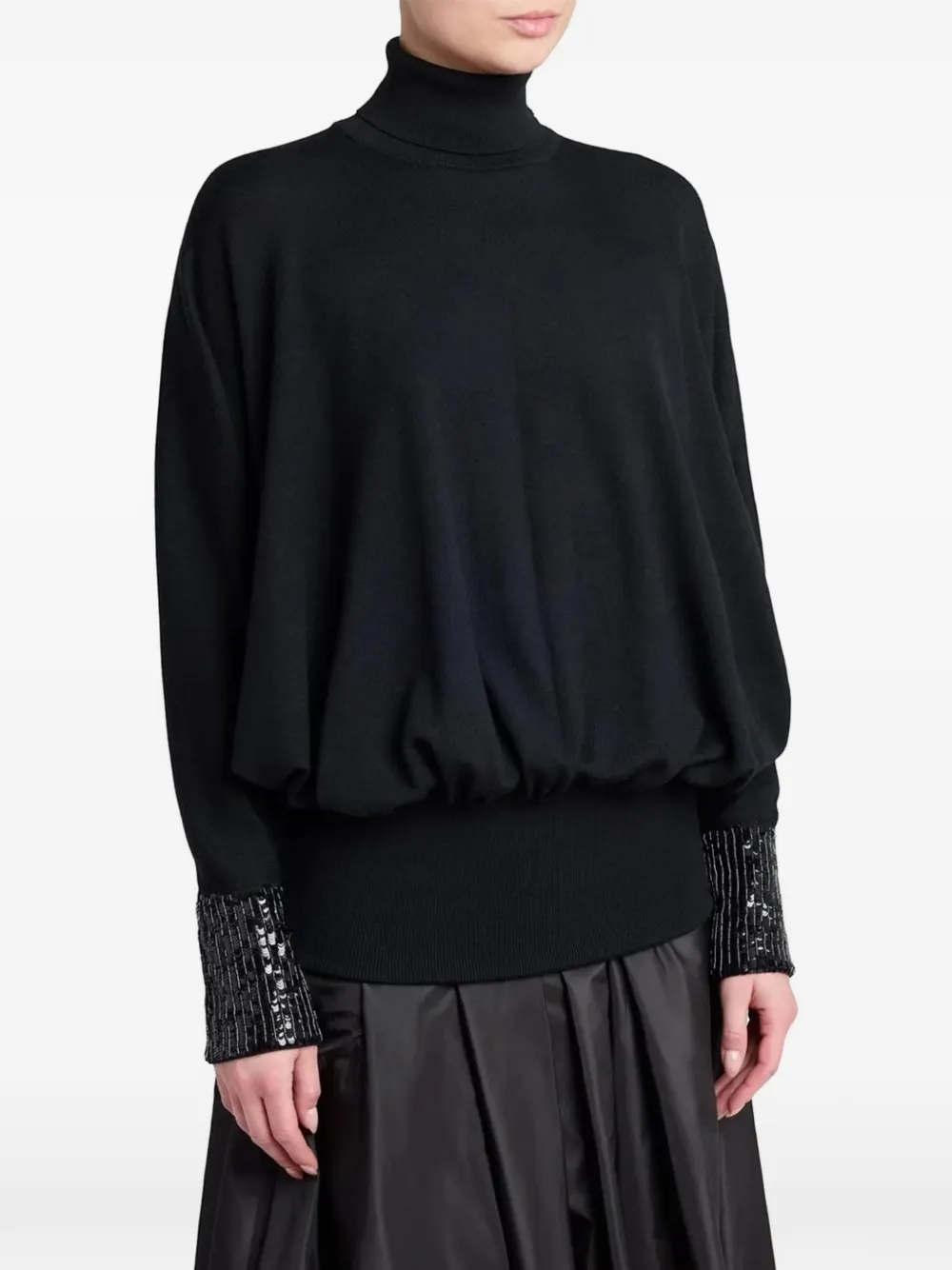 Valentino Garavani sequin-embellished roll-neck sweater Zwart