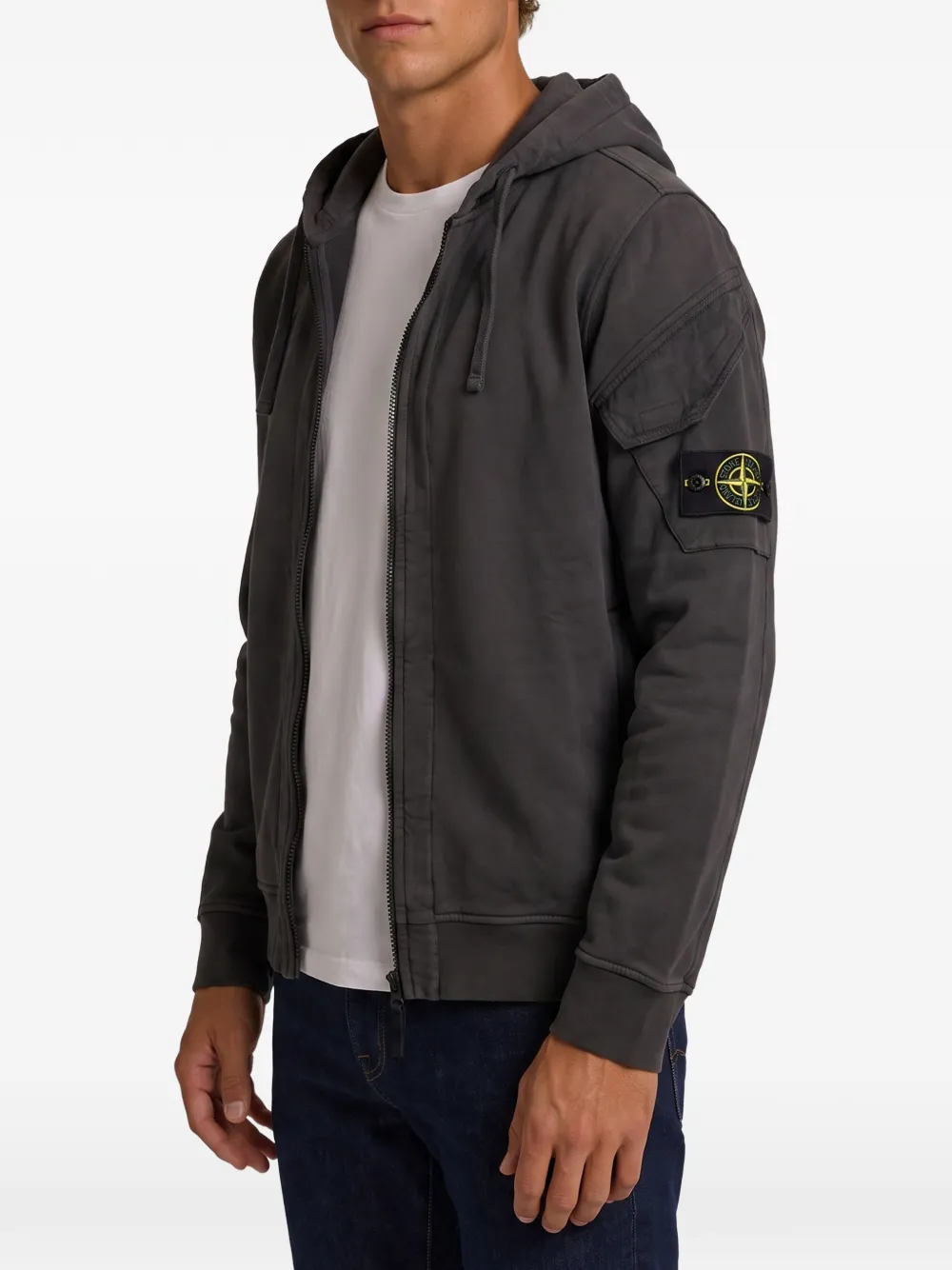 Stone Island 6100016 geborstelde biologisch katoenen fleece sweater Grijs