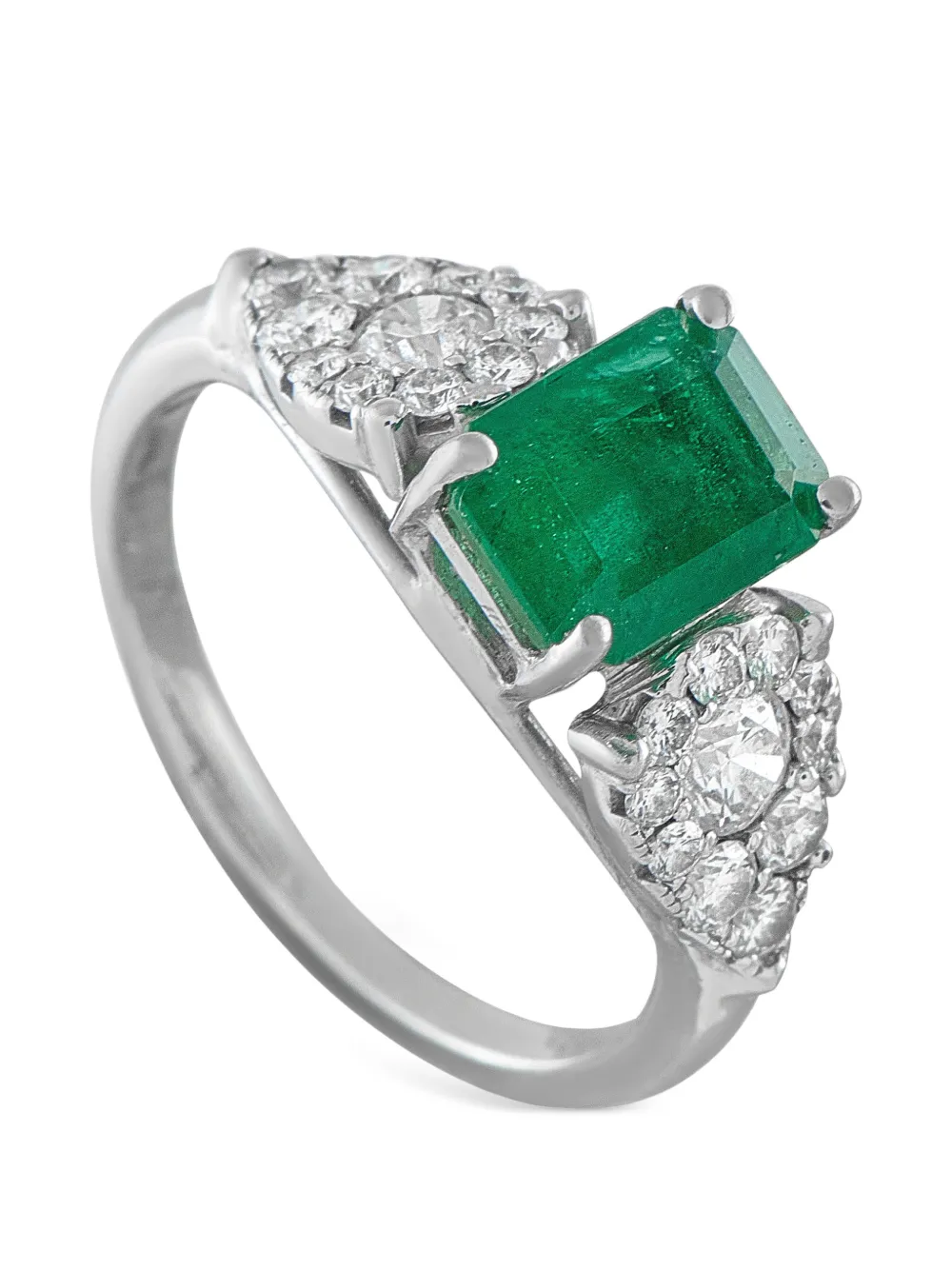 LB Exclusive embellished emerald and diamond ring - Silber
