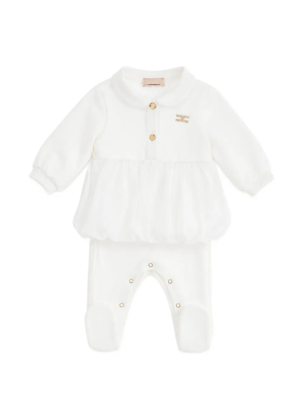 Elisabetta Franchi La Mia Bambina logo-plaque ruffled babygrow - Bianco