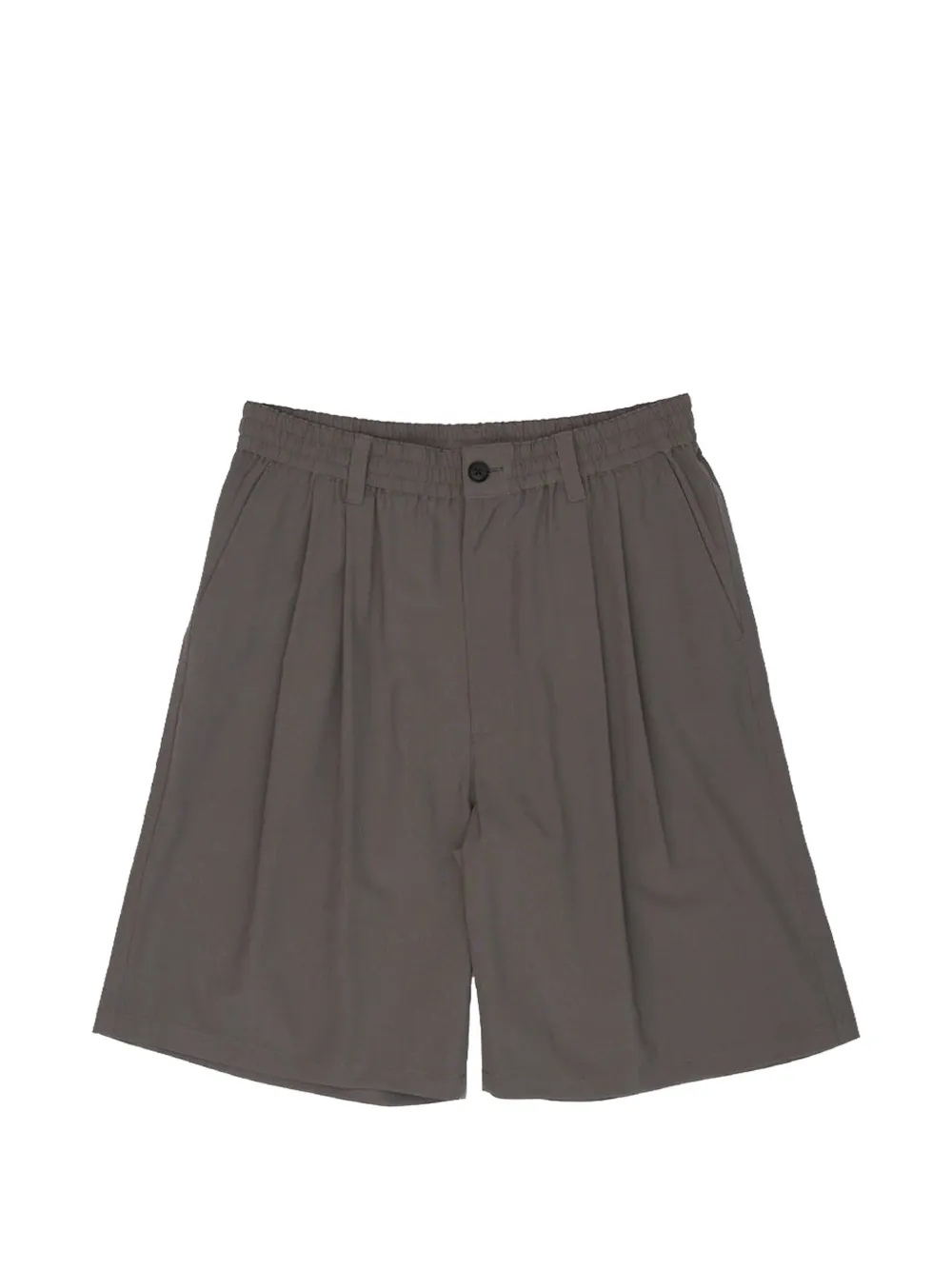 Yoke pleated wool shorts