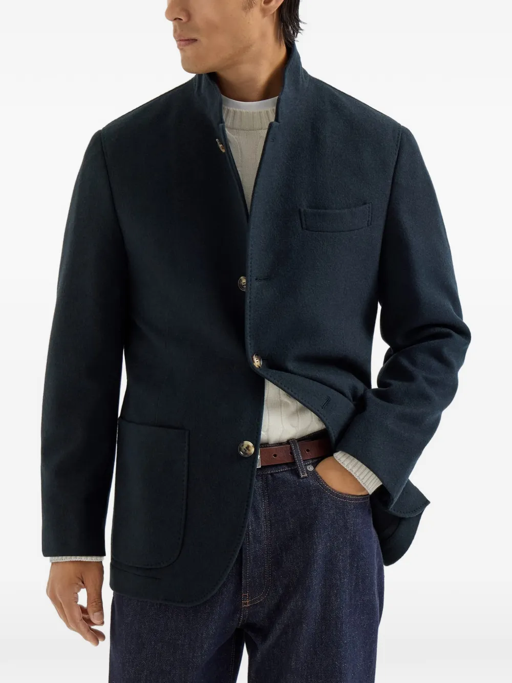 Brunello Cucinelli Kasjmier jack met knopen Blauw