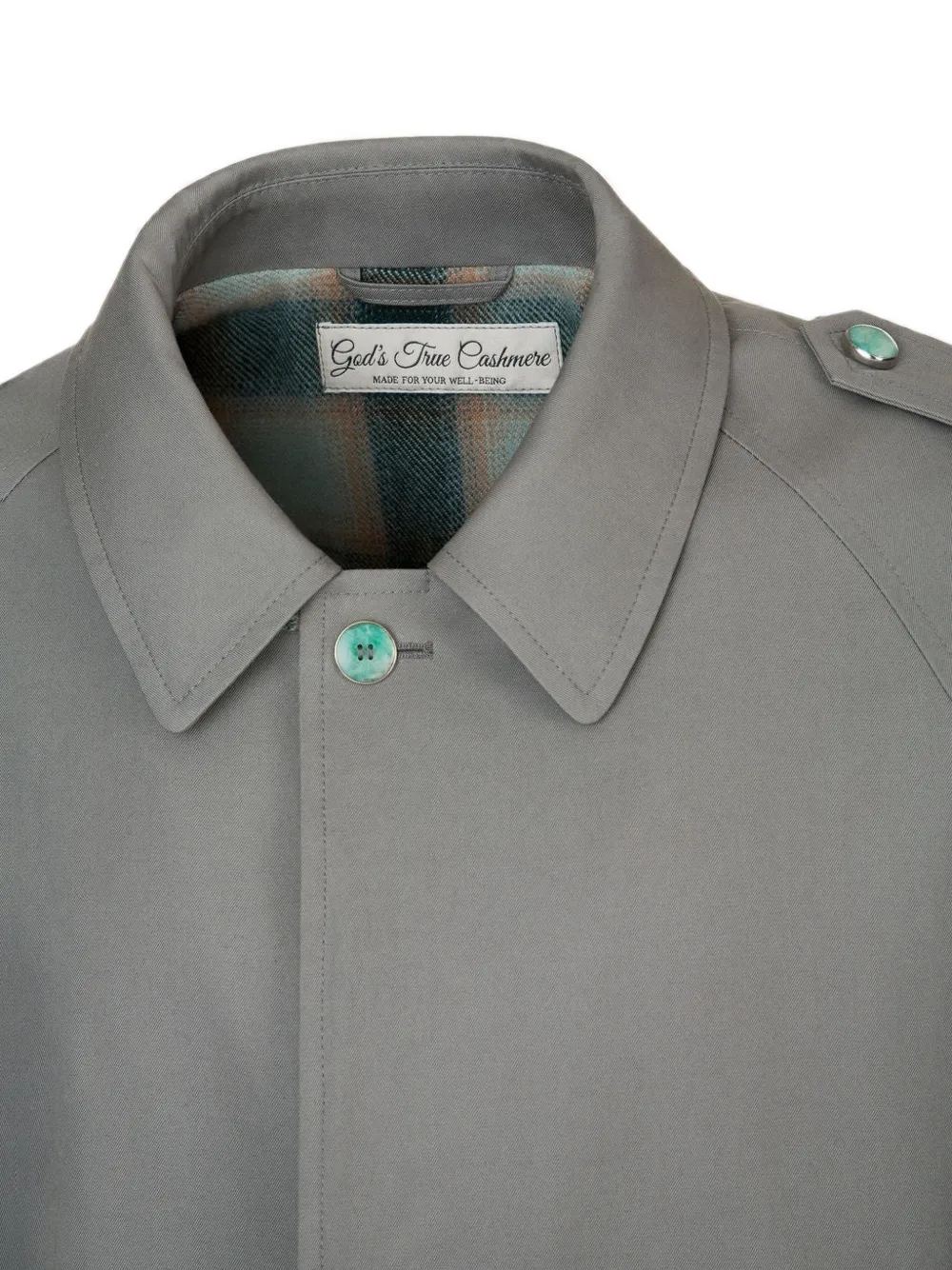 GOD'S TRUE CASHMERE gemstone-embellished cashmere coat Grijs