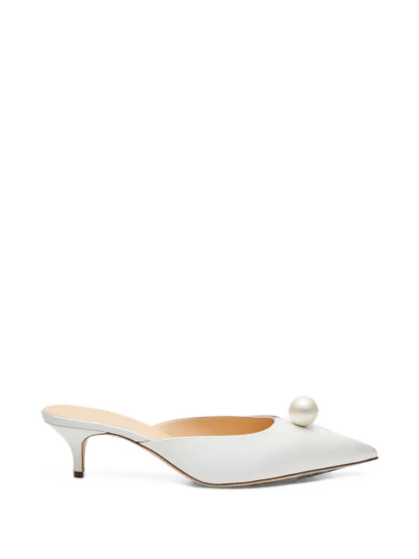 Magda Butrym Pearl-embellished Pointed-toe Mules in Neutrals