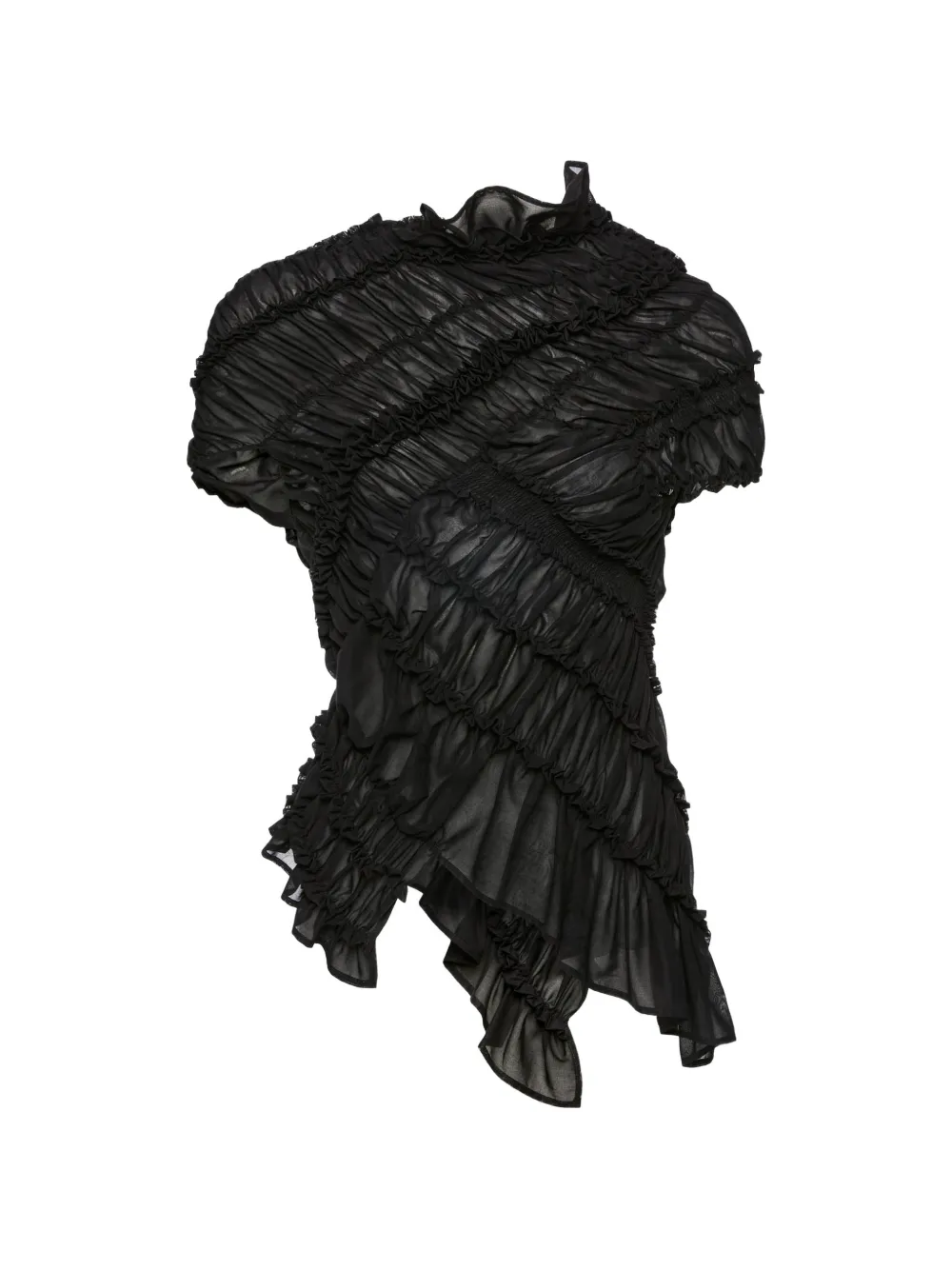 Magda Butrym ruffled ruched blouse - Nero