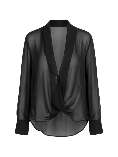 SA SU PHI criss-cross sheer shirt