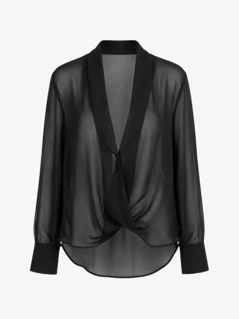 SA SU PHI criss-cross sheer shirt