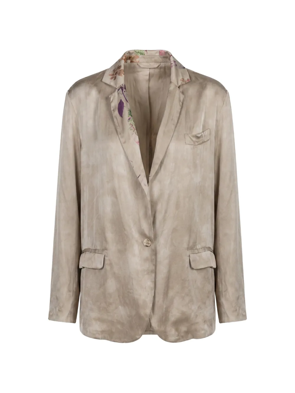 Avant Toi floral-print patchwork jacket - Nude