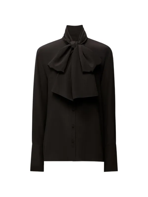 Another Tomorrow Signature Bow Blouse in Black