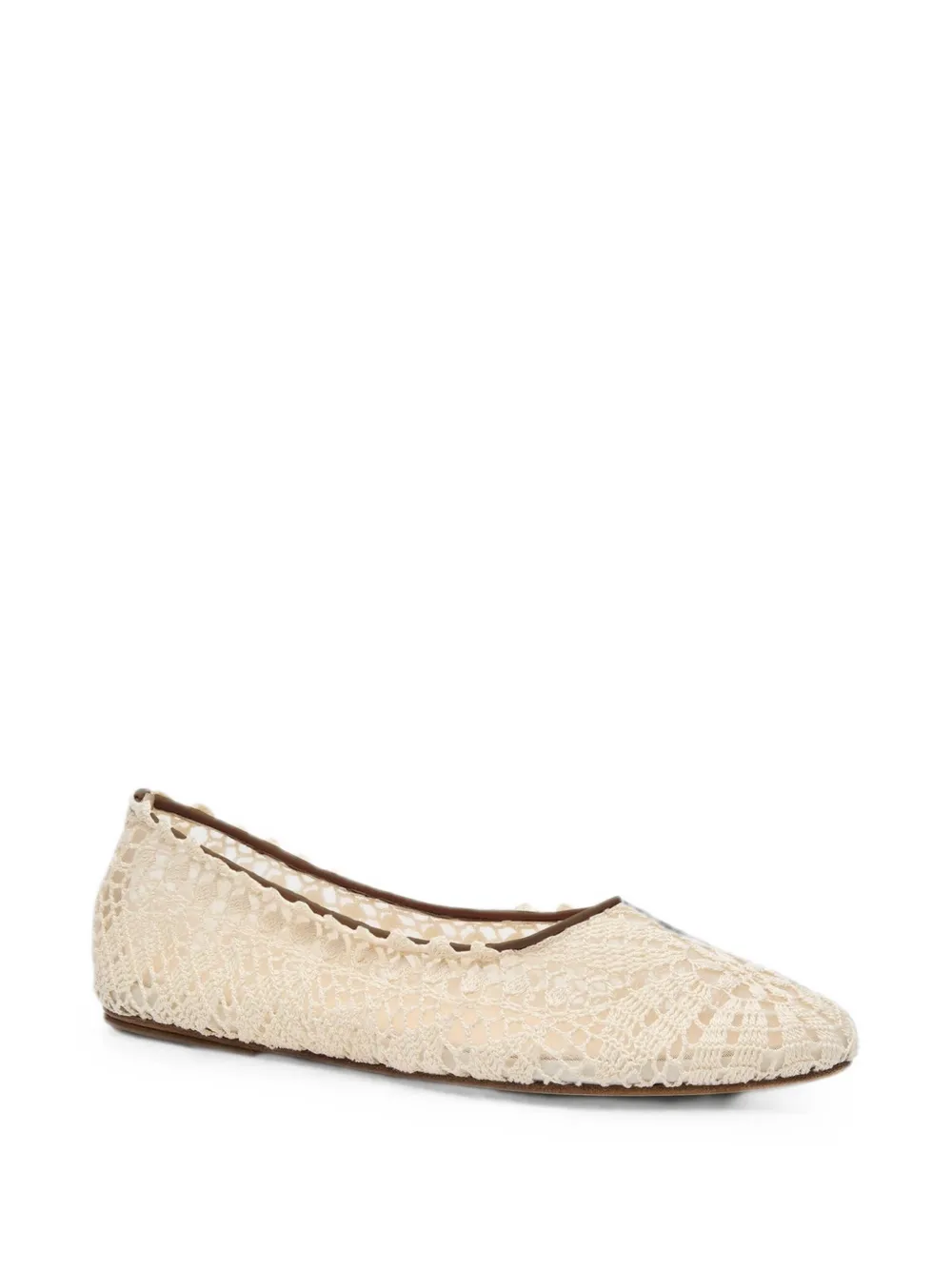 Magda Butrym crochet-knit round-toe ballet flats Beige
