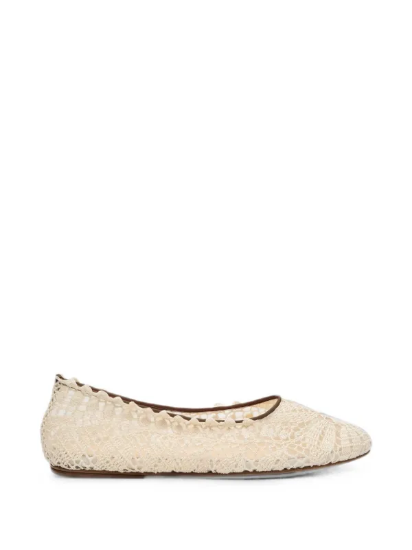 Magda Butrym Crochet-knit Round-toe Ballet Flats in Neutrals