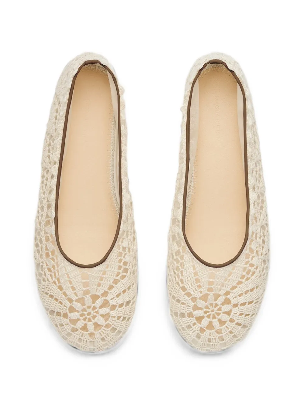 Magda Butrym crochet-knit round-toe ballet flats Beige