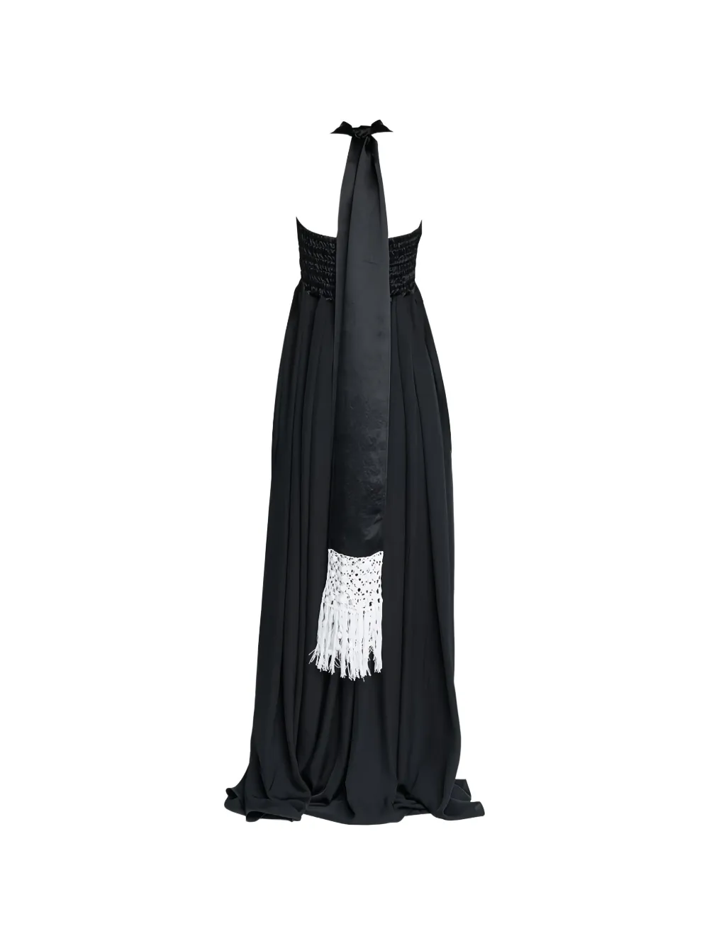Maria McManus Maxi-avondjurk met franje en sjaaldetail Zwart