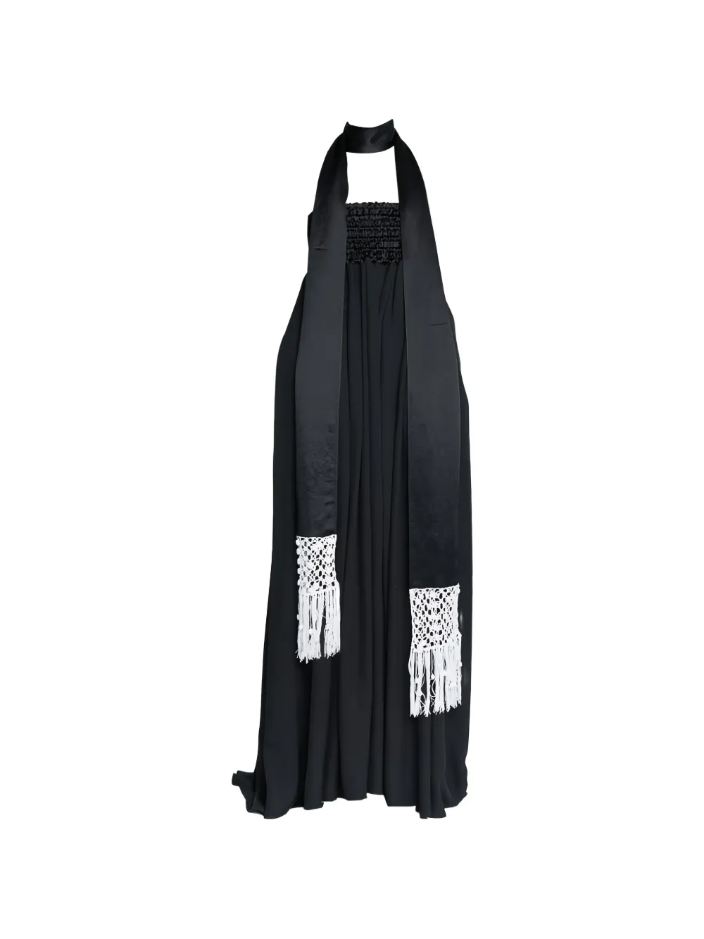 Maria McManus fringed scarf-detail maxi gown - Schwarz