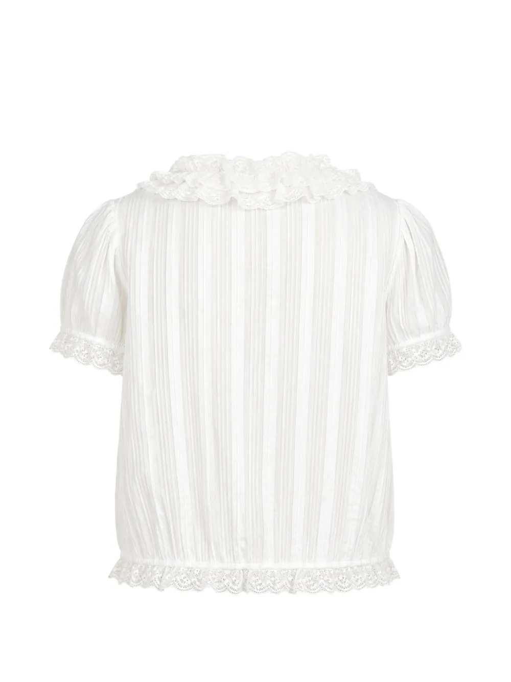 DÔEN Bernadette Ruffled Lace-trim Blouse in White, view 2