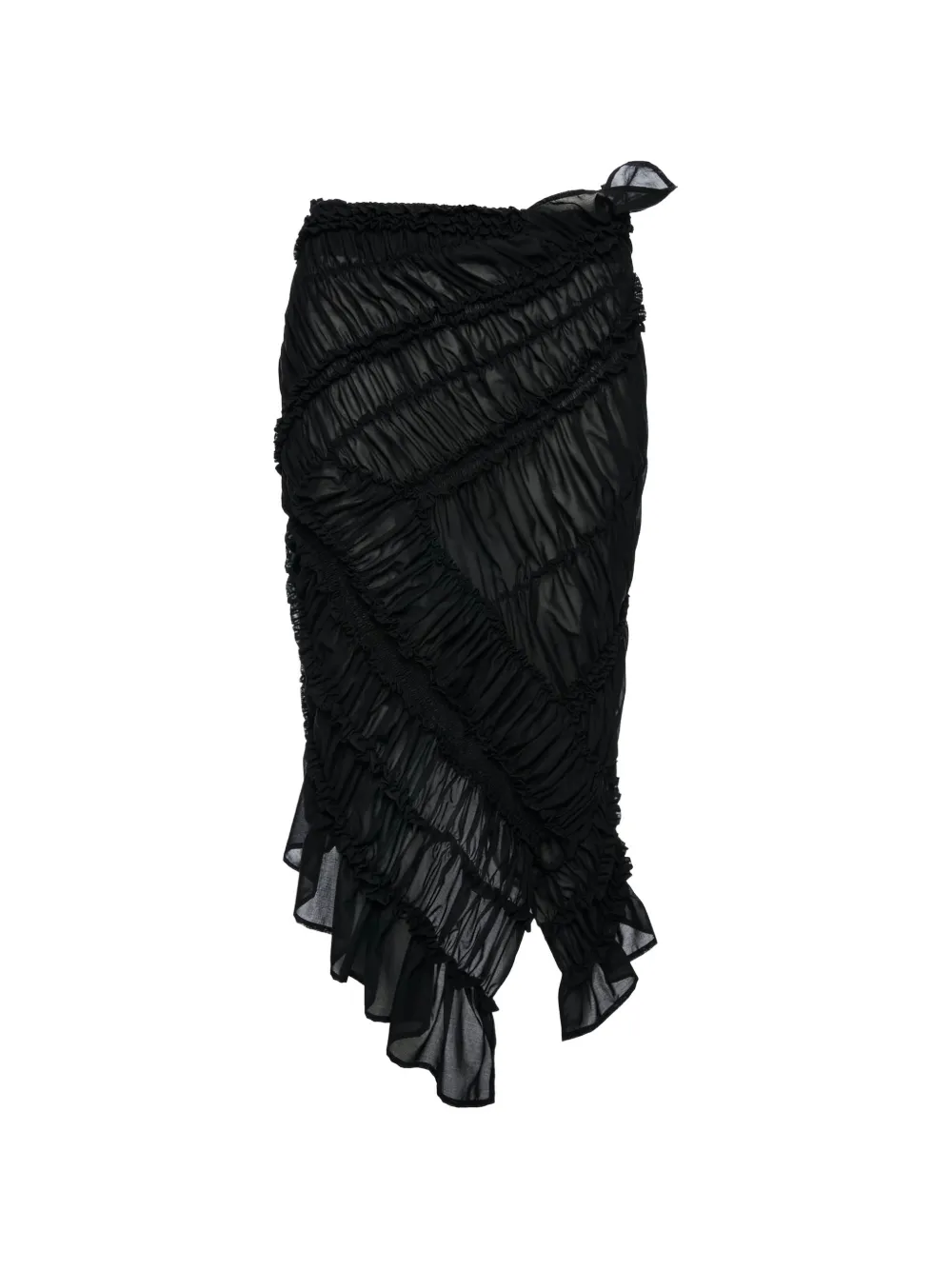 Magda Butrym ruffled ruched midi skirt - Nero