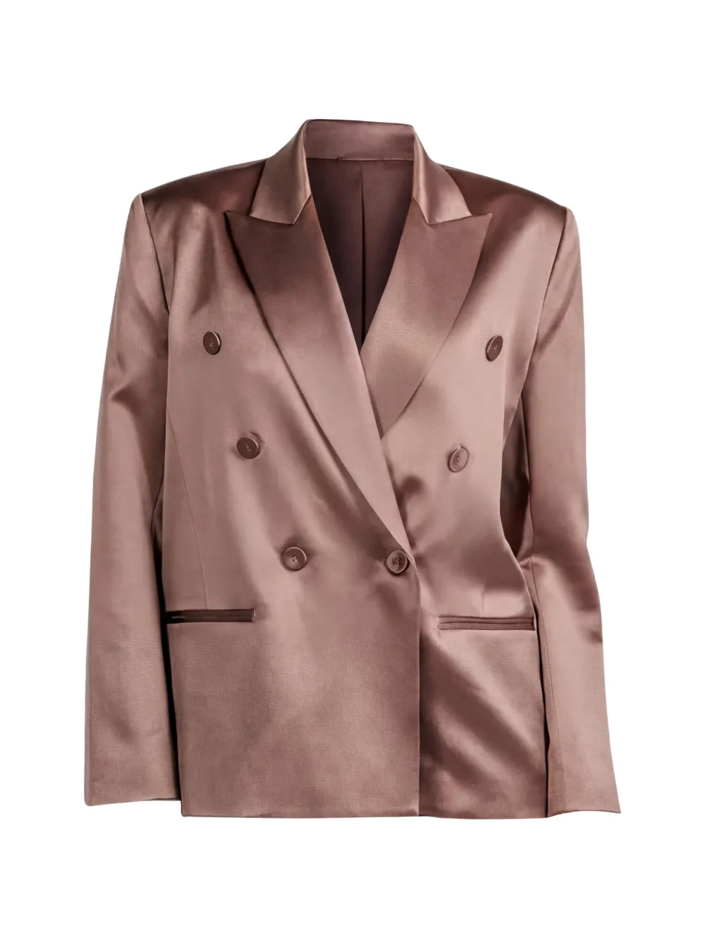 The Sei double-breasted satin blazer - Braun