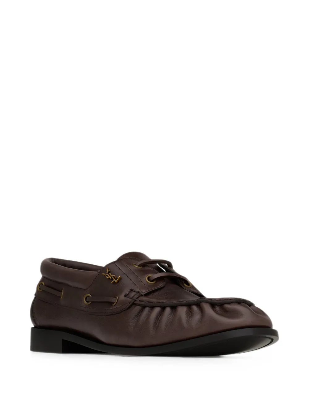Saint Laurent Le Loafers Bateau in smooth leather Bruin