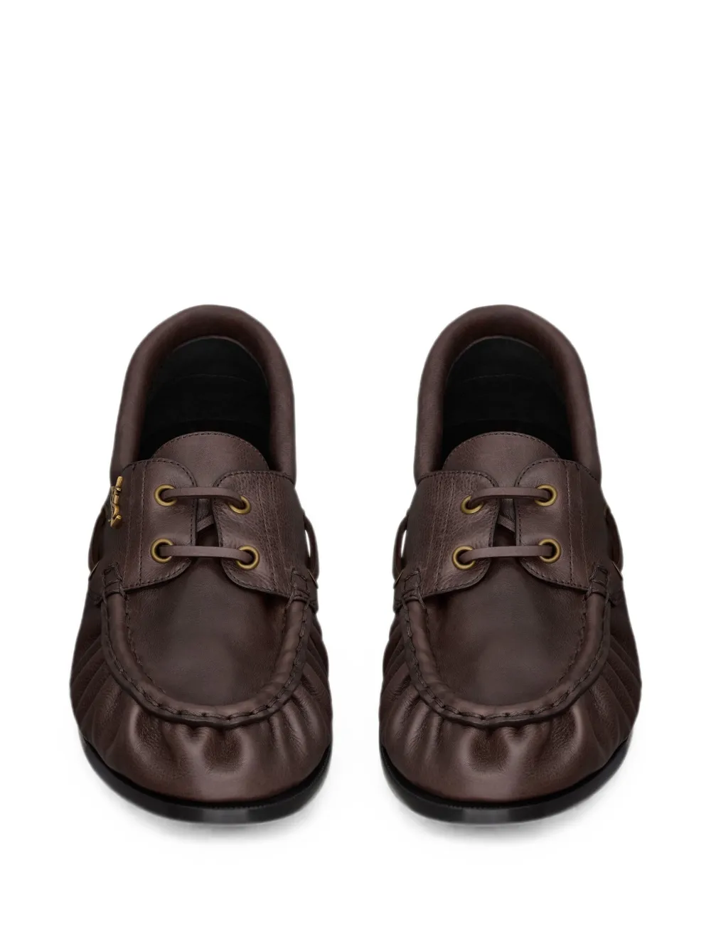 Saint Laurent Le Loafers Bateau in smooth leather Bruin