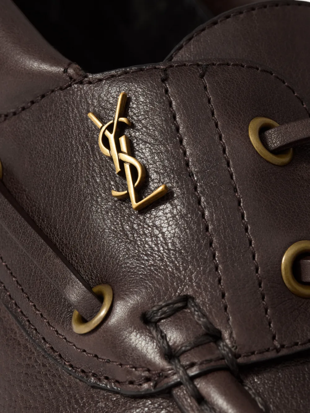 Saint Laurent Le Loafers Bateau in smooth leather Bruin