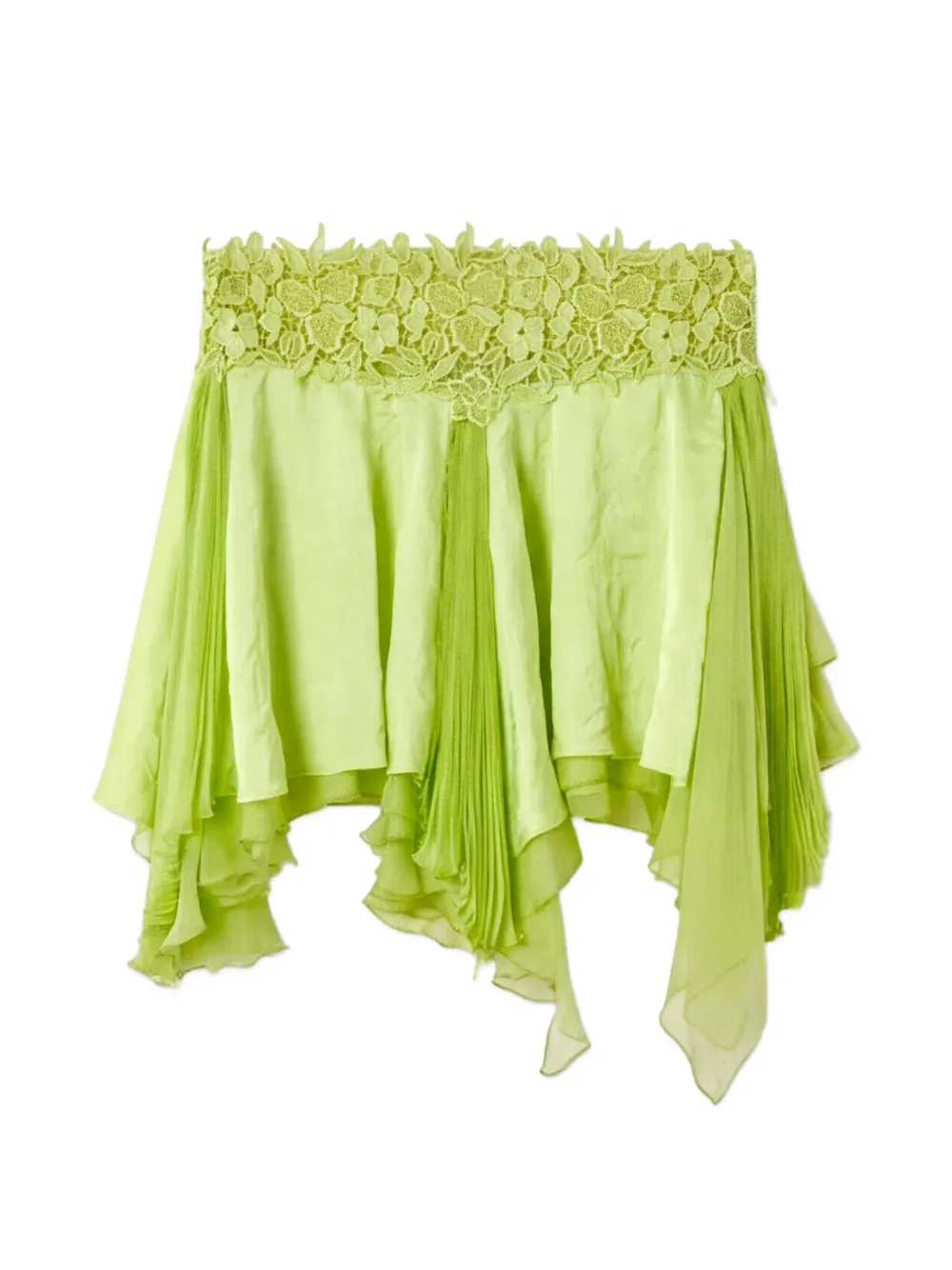 Versace lace-trim pleated mini skirt - Grün