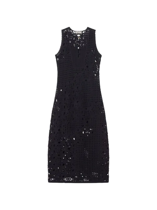 Frame Crochet-knit Mini Dress in Black