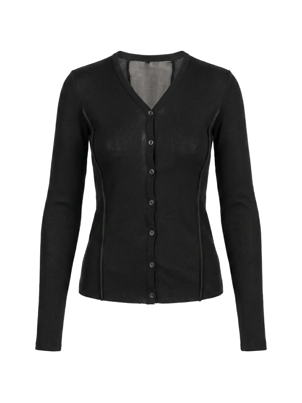 Masnada chiffon-insert ribbed cardigan - Nero