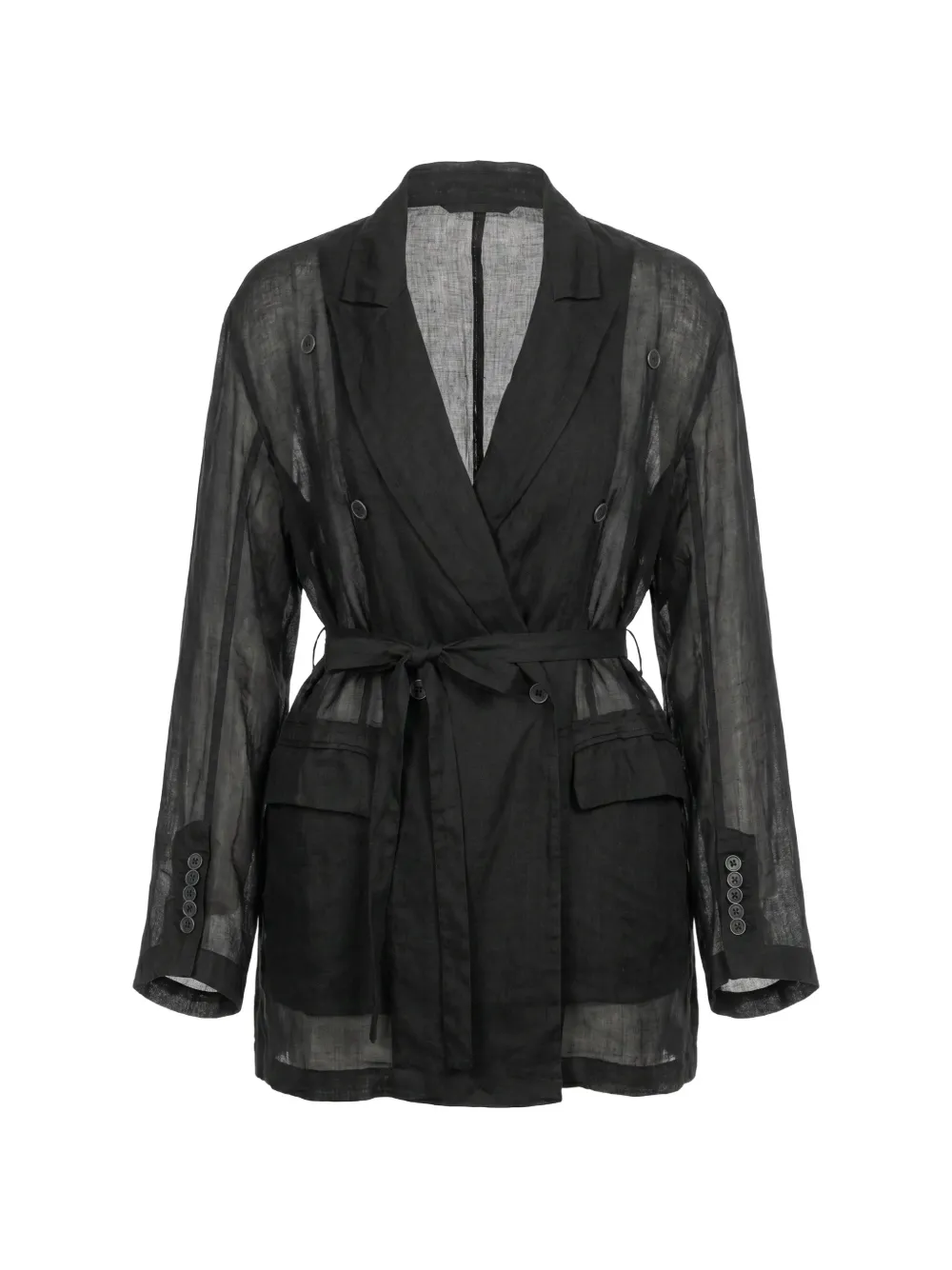 Masnada double-breasted belted jacket - Schwarz