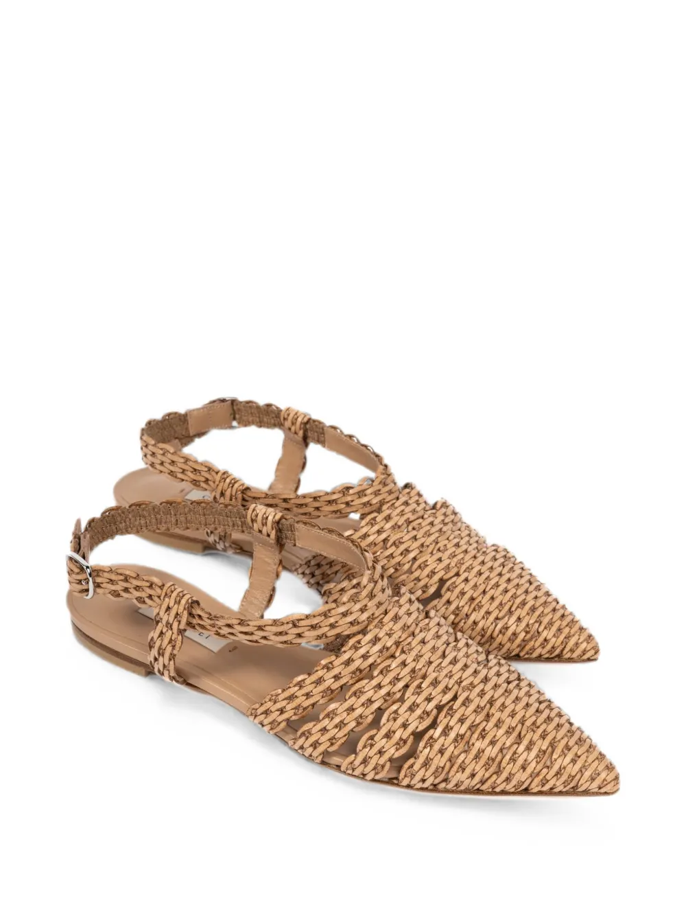 Casadei Avenida woven slingback flat pumps Bruin