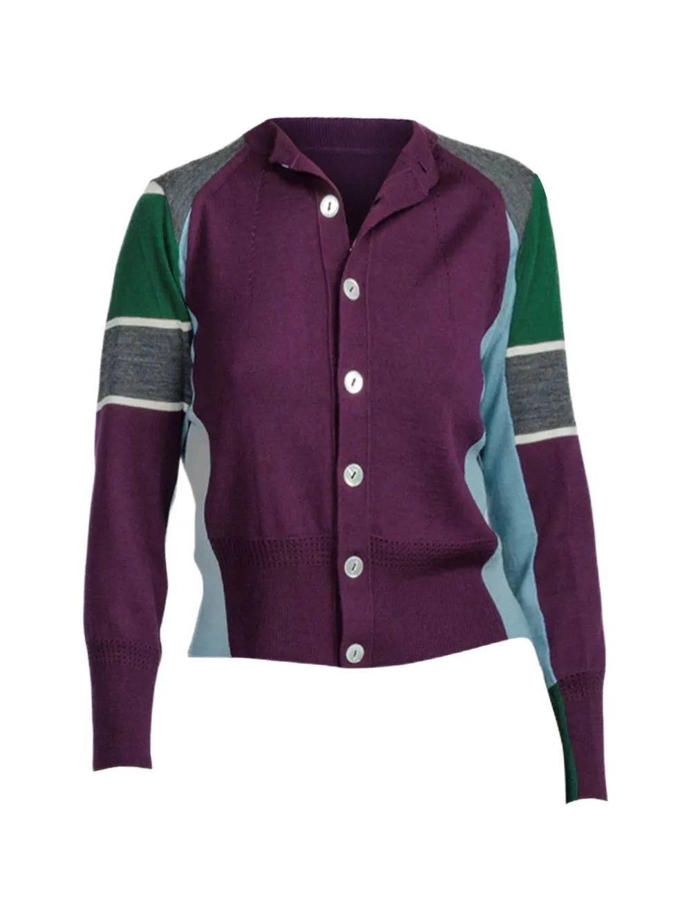 Shiro Sakai colour-block panelled cardigan - Violett
